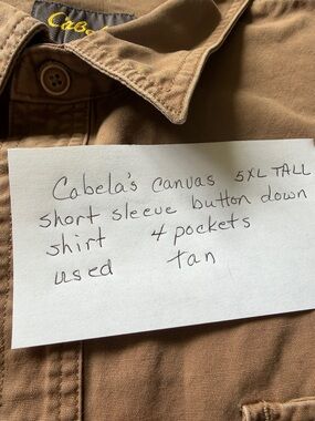 Cabela's Tan Short-Sleeve Canvas Button-Down Shirt